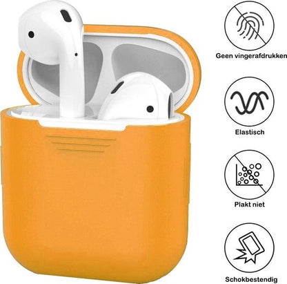 AirPods Hoesje Siliconen met Clip - Oranje