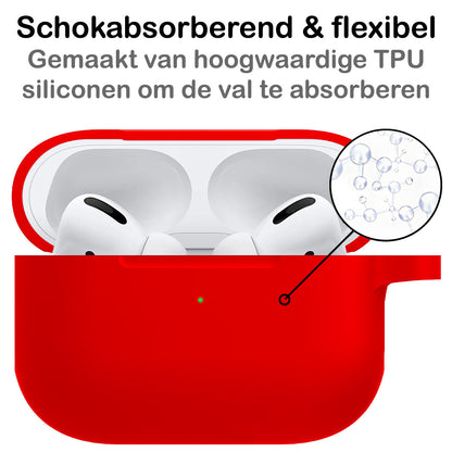 AirPods Pro 2 Hoesje Siliconen met Clip - Rood