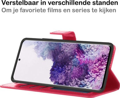 Samsung S20 Ultra Hoesje Bookcase Cover met Kaarthouder - Donkerroze