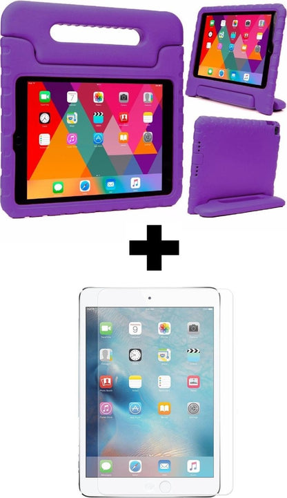 iPad Air 1/2 / Pro 9.7 / 2017/2018 Hoesje Kids Cover Bumper Met Screenprotector - Paars