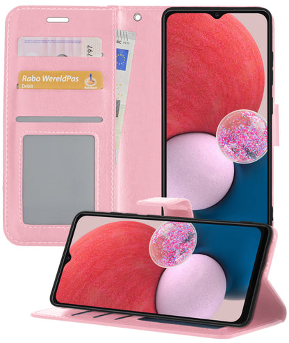 Samsung A13 5G Hoesje Bookcase Cover met Kaarthouder - Lichtroze
