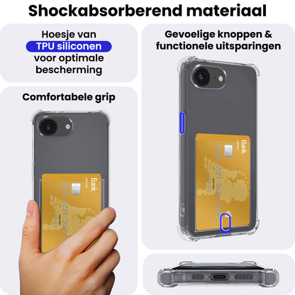 iPhone 16e Hoesje Kaarthouder Backcover Shockproof - Transparant