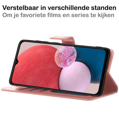 Samsung A13 4G Hoesje Bookcase Cover met Kaarthouder - Rosé goud