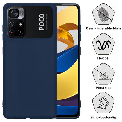Xiaomi Poco M4 Pro 5G Hoesje Siliconen Backcover Lichtgewicht - Donkerblauw