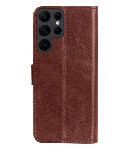 Samsung S23 Ultra Hoesje Bookcase Cover met Kaarthouder - Bruin