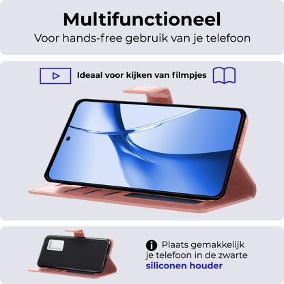 OnePlus Nord CE 4 Hoesje Bookcase Cover met Kaarthouder - Rosé goud