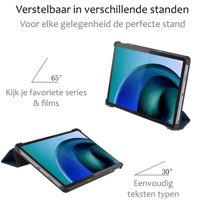 Lenovo Tab M10 5G Trifold Bookcase Hoes - Donkerblauw
