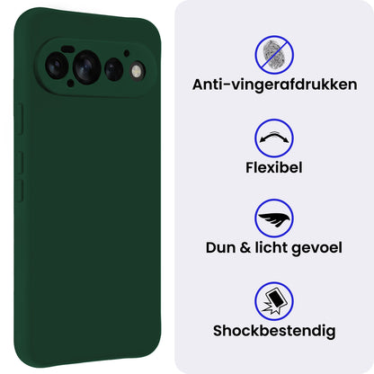 Google Pixel 11 Pro Hoesje Siliconen Backcover Lichtgewicht - Donkergroen