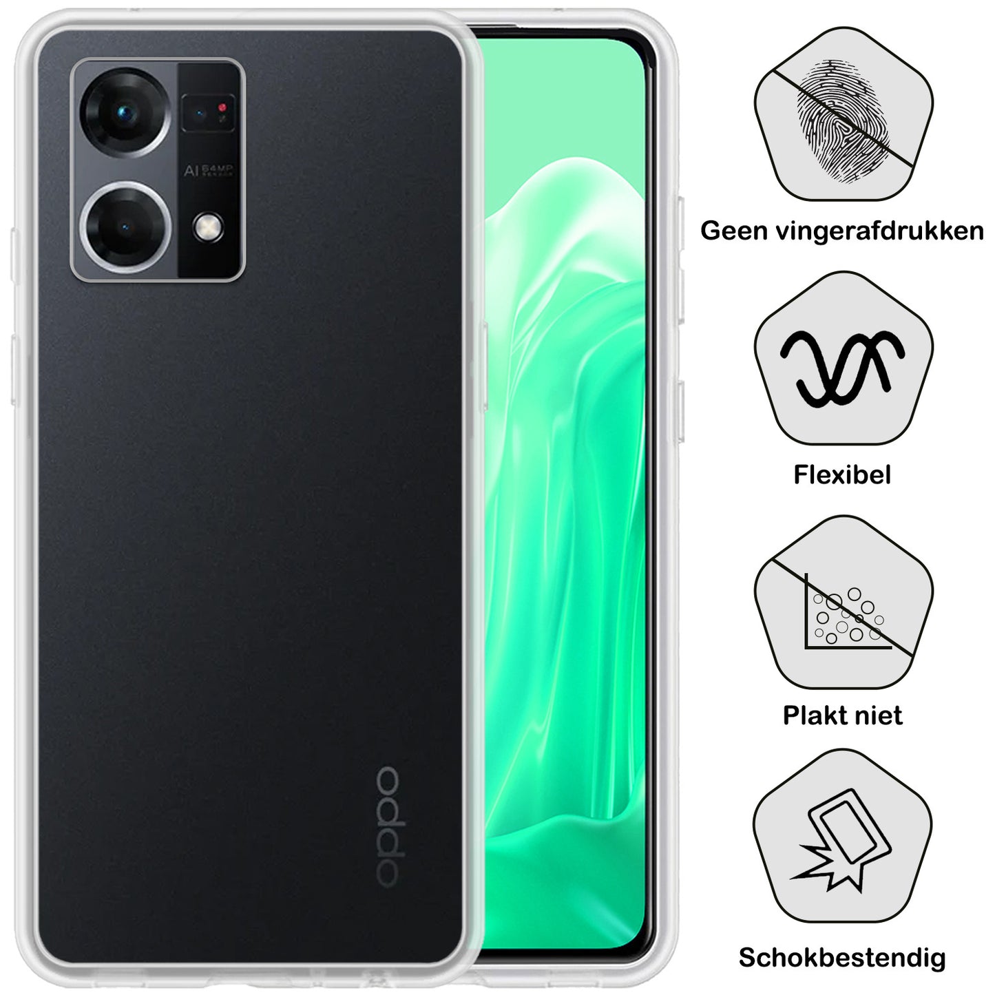 OPPO Reno 7 Hoesje Siliconen - Transparant