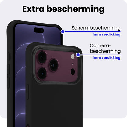 iPhone 18 Pro Max Hoesje Siliconen Backcover Lichtgewicht - Zwart