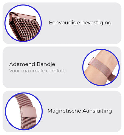 Milanese Horlogeband Geschikt voor Samsung Watch 5 Bandje Milanees - Polsbandje Met Magneetsluiting Geschikt voor Samsung Galaxy Watch 5 Bandje Milanees - Rose Goud