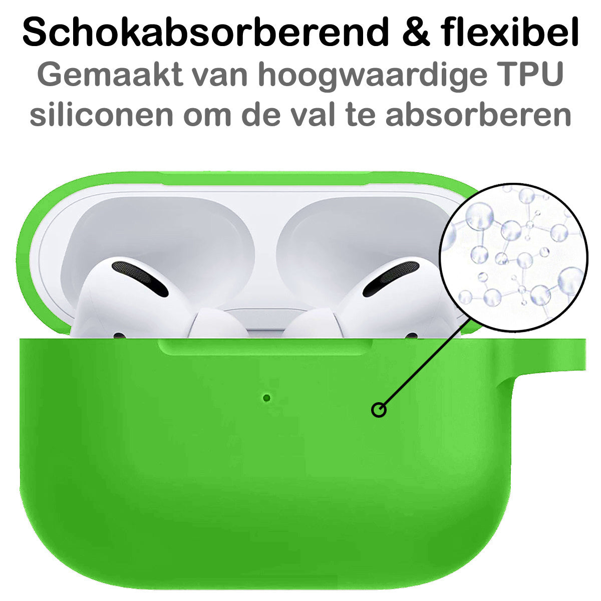 Airpods Pro Hoesje Siliconen met Clip - Groen