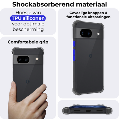 Google Pixel 8a Hoesje Shockproof Backcover Siliconen - Transparant