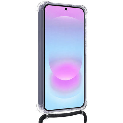 Samsung A37 Hoesje Kaarthouder met Koord Backcover Shockproof - Transparant