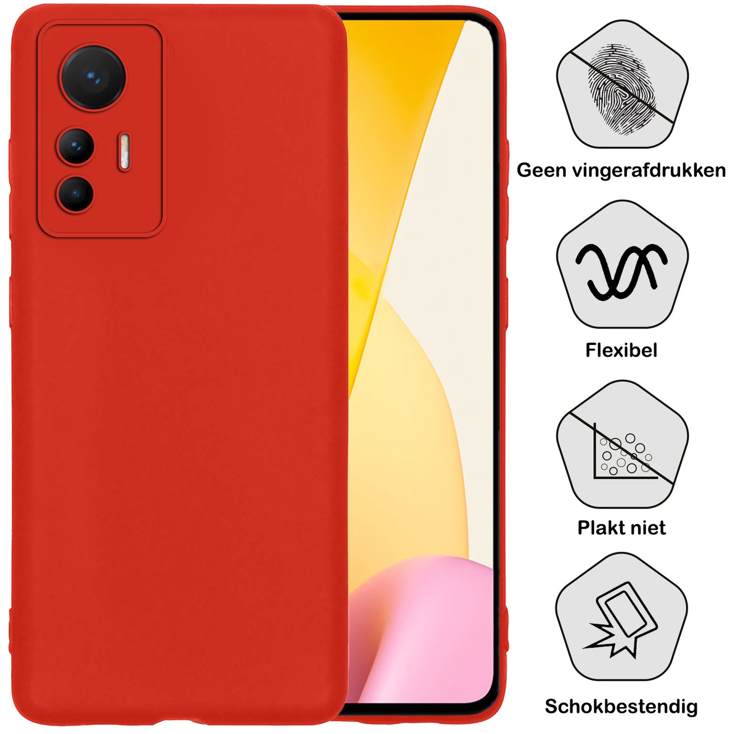 Xiaomi 12 Lite Hoesje Siliconen - Rood