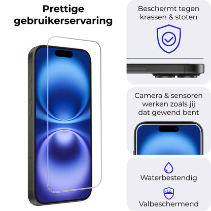 iPhone 16 Plus Screenprotector Gehard Glas - Volledige dekking