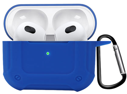 AirPods 3 Hoesje Shock Proof Case Siliconen met Clip - Donkerblauw