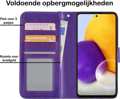 Samsung A72 5G Hoesje Bookcase Cover met Kaarthouder - Paars