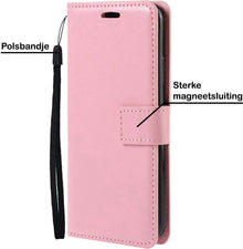 Samsung A72 5G Hoesje Bookcase Cover met Kaarthouder - Lichtroze