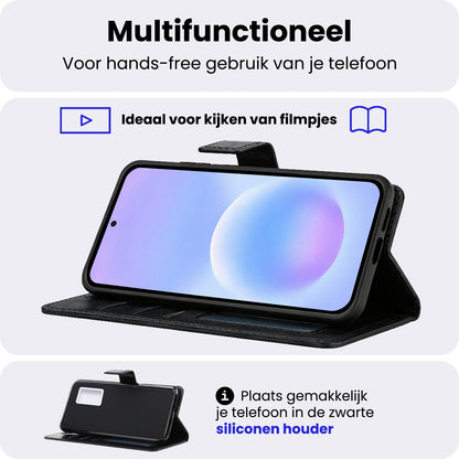 Samsung A57 Hoesje Bookcase Cover met Kaarthouder - Zwart