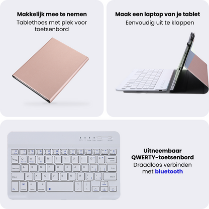 Samsung Galaxy Tab A11 Toetsenbord Hoes met Uitneembaar toetsenbord - Rosé goud