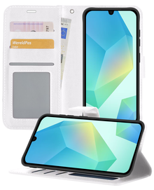 Samsung A16 Hoesje Bookcase Cover met Kaarthouder - Wit