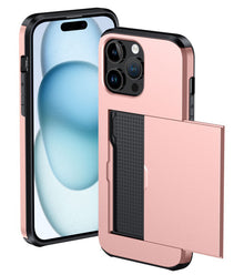 iPhone 15 Pro Hoesje Kaarthouder Hard Case Shockproof - Rosé goud