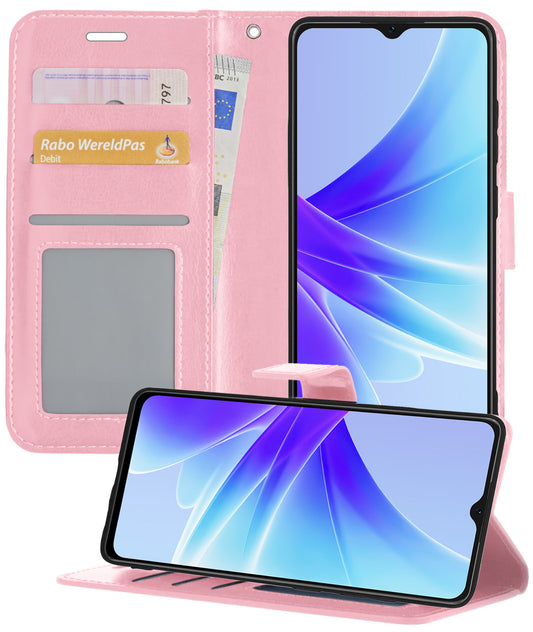 OPPO A57s Hoesje Book Case Kunstleer - Lichtroze