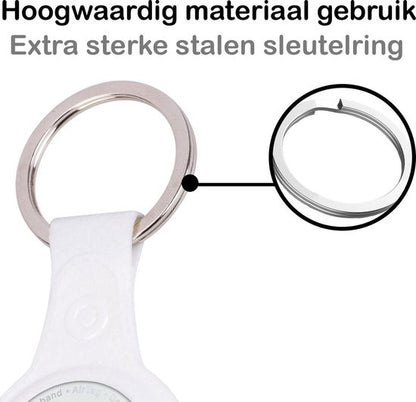 Apple AirTag Sleutelhanger Hoesje Leer - Wit