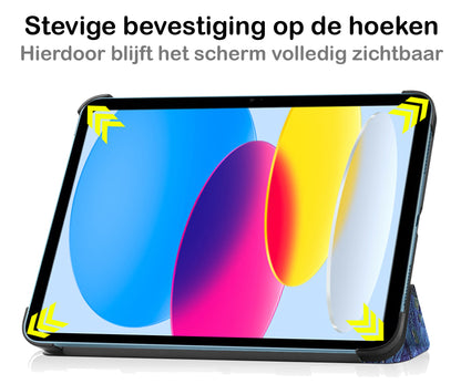 iPad 2022 / 2025 (A16 ) Trifold Bookcase Hoes - Sterrenhemel