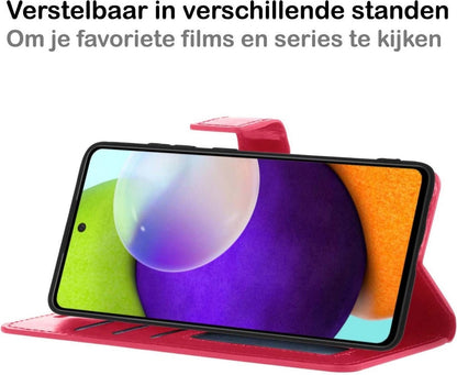 Samsung A52 5G Hoesje Bookcase Cover met Kaarthouder - Donkerroze