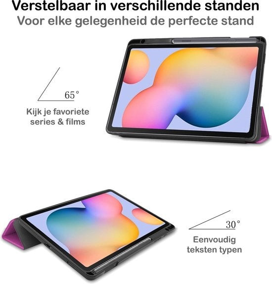 Samsung Galaxy Tab S6 Lite Tablethoes Smcpen Met Screenprotector - Paars