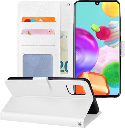 Samsung A41 Hoesje Bookcase Cover met Kaarthouder - Wit