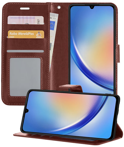 Samsung A34 Hoesje Book Case Kunstleer - Bruin