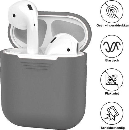 AirPods 1 Hoesje Siliconen met Clip - Grijs