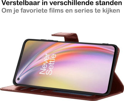 OnePlus Nord CE Hoesje Bookcase Cover met Kaarthouder - Bruin