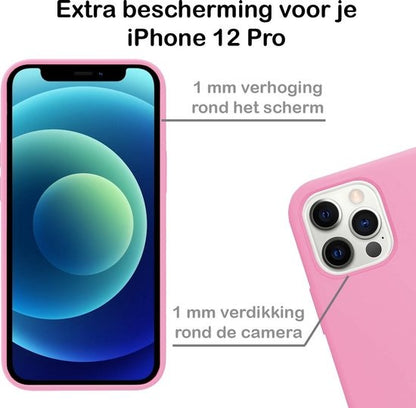 iPhone 12 Pro Hoesje Siliconen Backcover Lichtgewicht - Lichtroze
