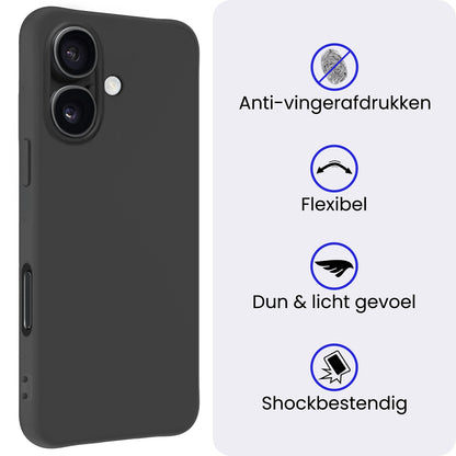 iPhone 17 Hoesje Siliconen Backcover Lichtgewicht - Zwart