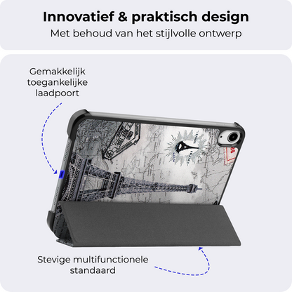 iPad Mini 7 Trifold Bookcase Hoes - Eiffeltoren