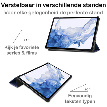 Samsung Galaxy Tab S8 Ultra Trifold Bookcase Hoes - Donkerblauw