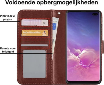 Samsung S10 Hoesje Book Case Kunstleer - Bruin