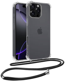 iPhone 16 Pro Hoesje met Koord Backcover Shockproof - Transparant