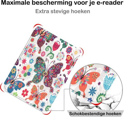 Kobo Clara HD Bookcase Hoes Shockabsorberend - Vlinders