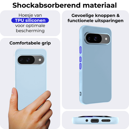 Google Pixel 9 Hoesje Siliconen Backcover Lichtgewicht - Lichtblauw