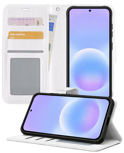 Samsung A57 Hoesje Bookcase Cover met Kaarthouder - Wit