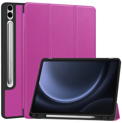 Samsung Galaxy Tab S9 FE Plus Trifold Bookcase Hoes met Penhouder voor S Pen - Paars