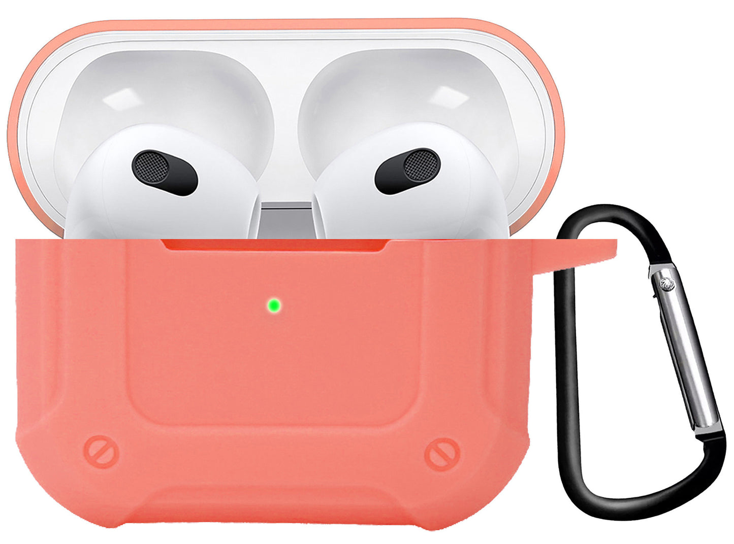 AirPods 3 Hoesje Shock Proof Case Siliconen met Clip - Zalm