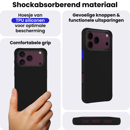 iPhone 18 Pro Max Hoesje Siliconen Backcover Lichtgewicht - Zwart