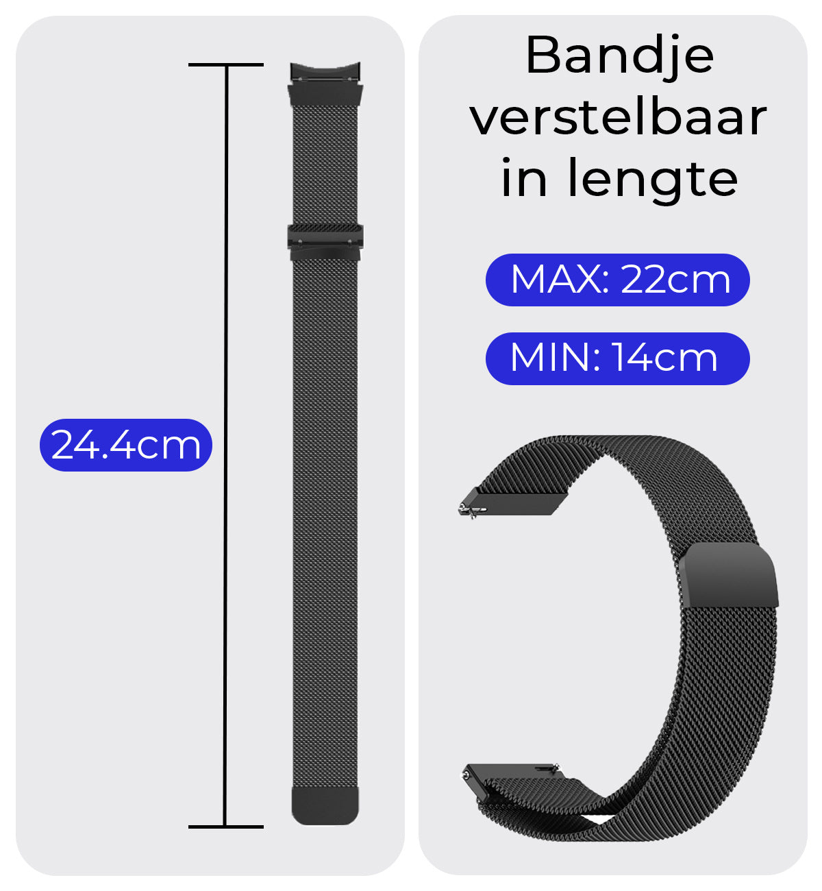 Polsbandje Met Magneetsluiting Geschikt voor Samsung Galaxy Watch 5 Bandje Milanees - Zwart