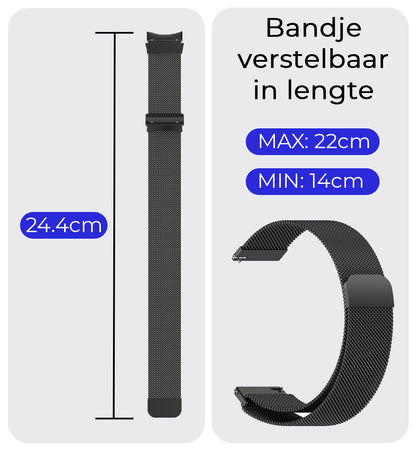 Polsbandje Met Magneetsluiting Geschikt voor Samsung Galaxy Watch 5 Bandje Milanees - Zwart